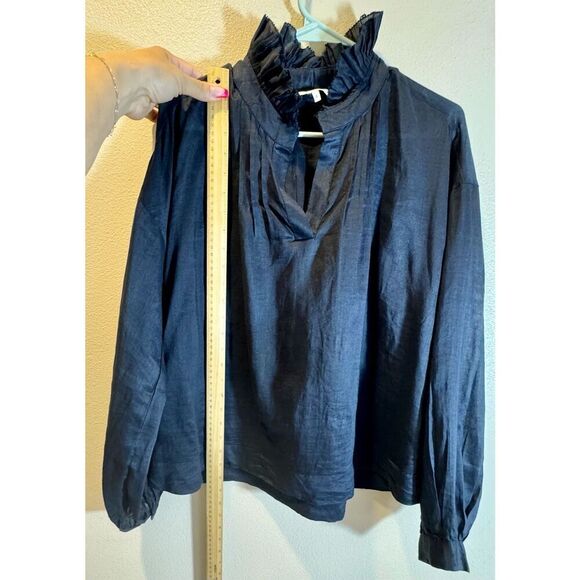 NWOT Sea of New York Mock Neck Pleated Lightweight Balloon Sleeve Peasant Top S - Picture 6 of 9